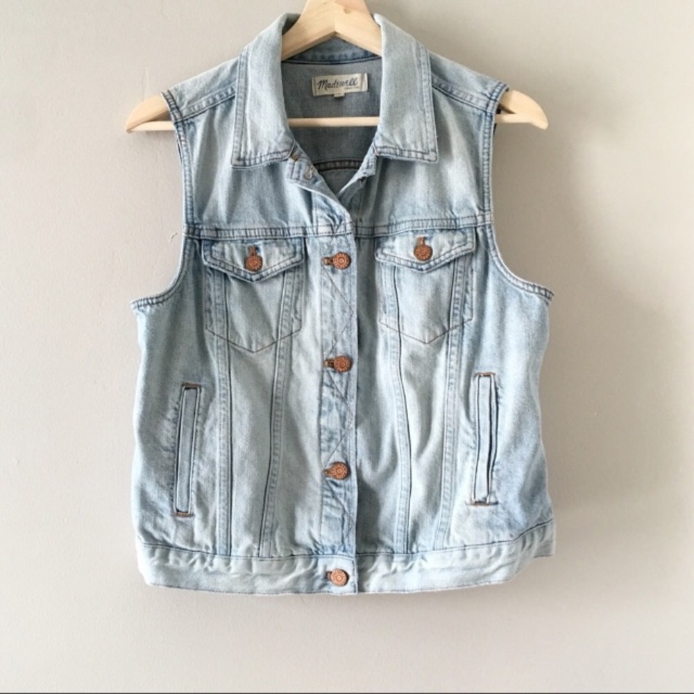 Madewell Light Wash Denim Vest - Pale Blue